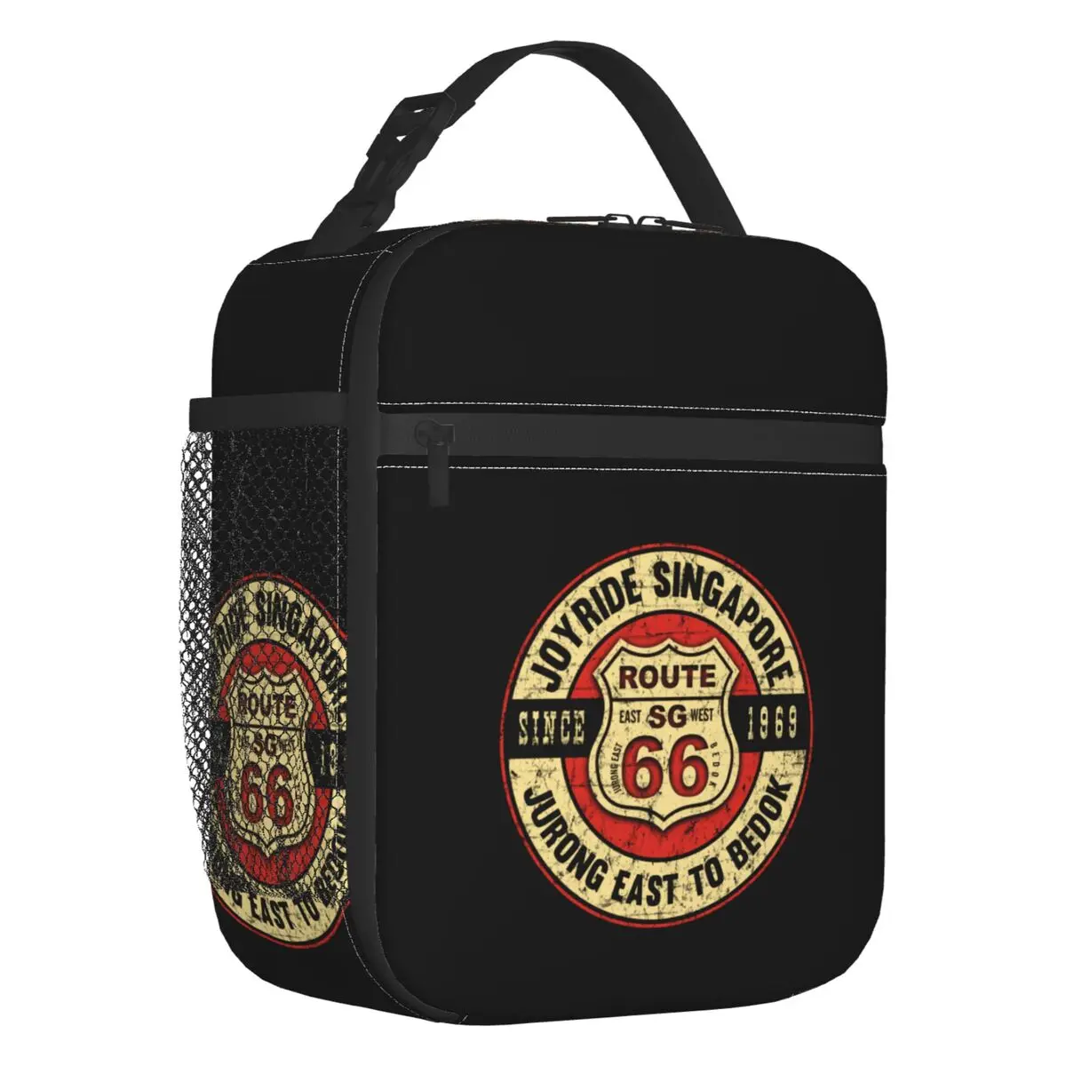 Retro Grunge Historic Route 66 Portable Lunch Box Multifunction America Highway Mother Road Thermal Cooler Food  Lunch Bag