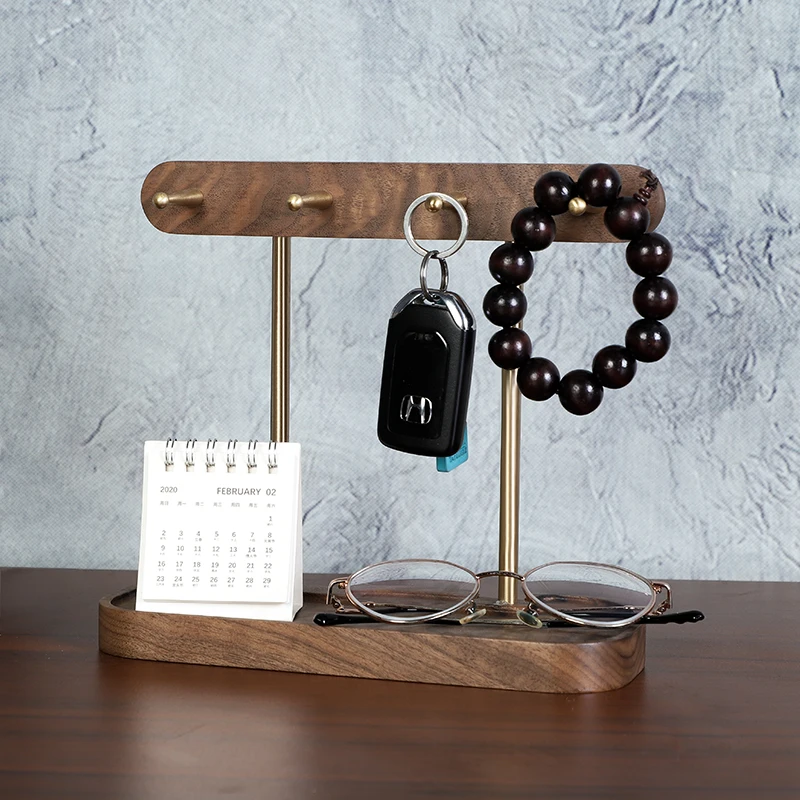 Black Walnut Solid Wood Key Hanger Creative foyer Key Storage Decoration Desktop Storage Box Door Storage Tray