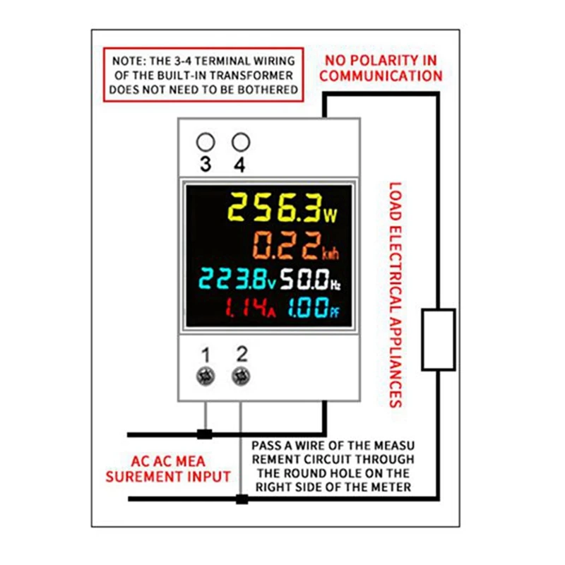 HOT SALE 2X 6IN1 Din Rail Monitor Voltage Current Power Factor Active Electric Energy Frequency Meter VOLT AMP AC 250-450V 100A