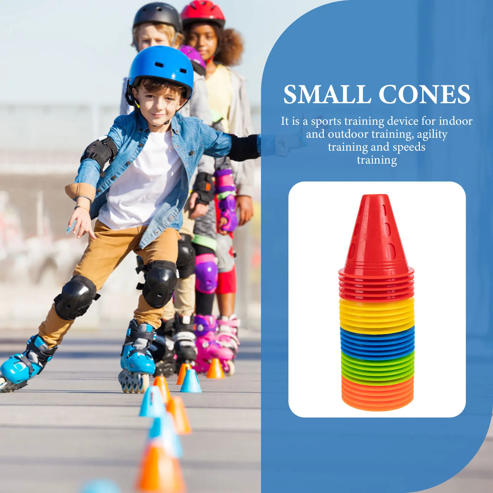 

25pcs Roller Skating Marker Cones Windproof Flat Bottom Lightweight Plastic Obstacles For Indoor Outdoor Agility Training