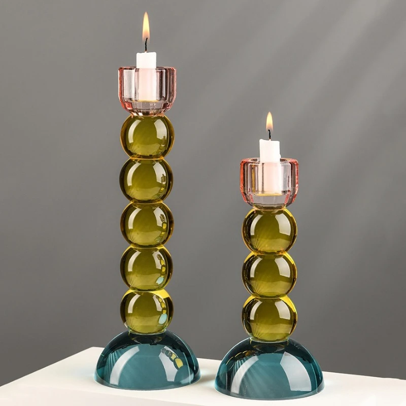 Crystal Candle Holder Luxury Decorative Candlesticks Party Birthday Colored Candle Holders Living