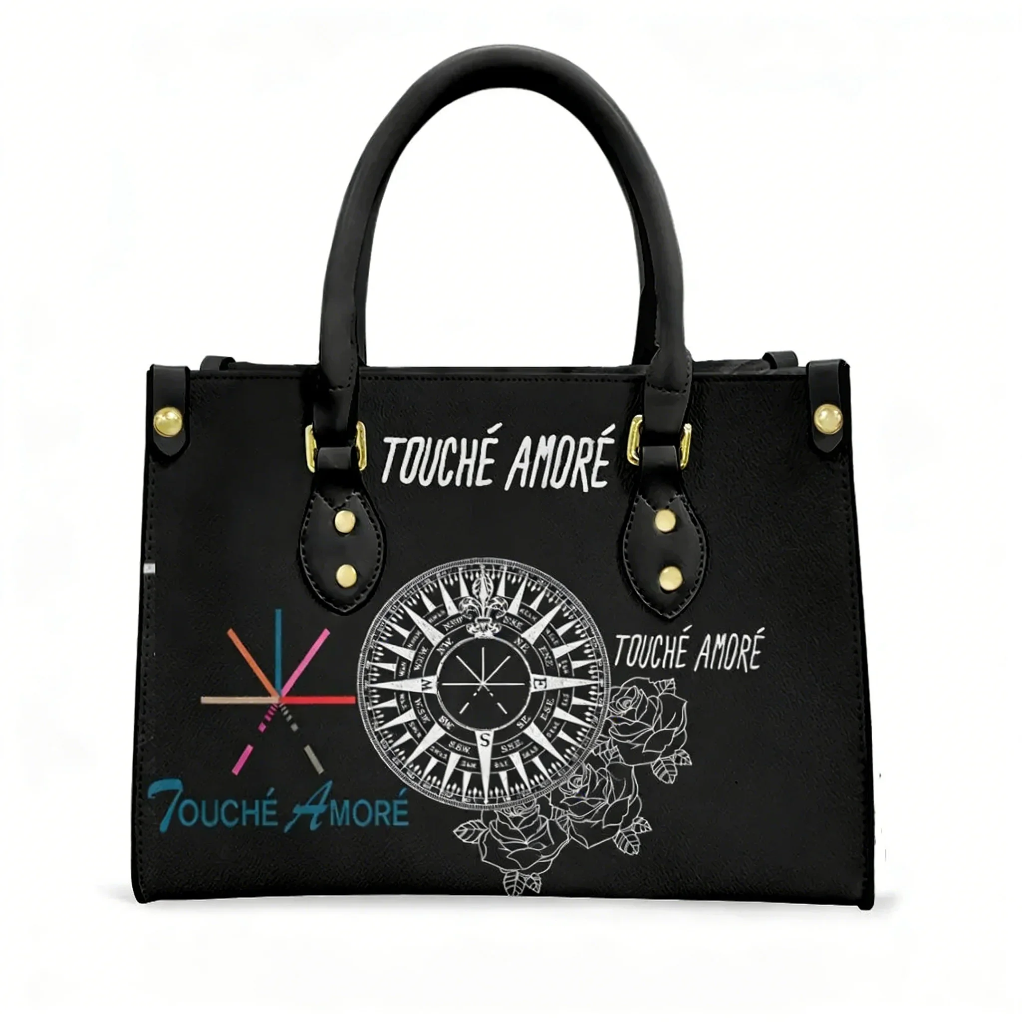 

Touché Amoré Rock Band Tote Bag Purse Womens Mens Personalized Text Image PU Leather Handbag Business Shopping Gift Bags
