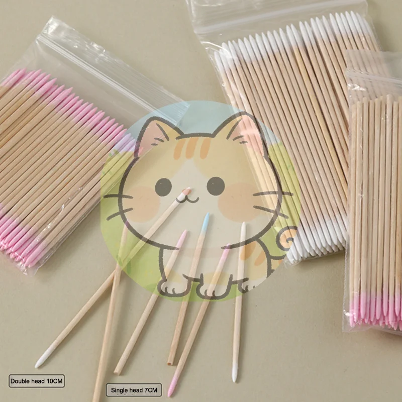 

100 шт. микро-ватных палочек из дерева для наращивания ресниц, инструменты для татуажа и микроблейдинга, деревянные палочки для очистки, косметические ватные кисточки-аппликаторы