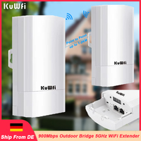 KuWFi 900Mbps Outdoor Bridge 5GHz WiFi Extender Point to Point Up to 1-2KM WiFi Router AP Repeater Mode WAN LAN 24V POE IP65