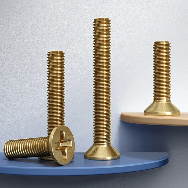 

10-20pcs M2 M2.5 M3 M4 M5 M6 GB819 DIN965 Copper Solid Brass Cross Countersunk Phillips Flat Head Screw Bolt Length 4-40mm