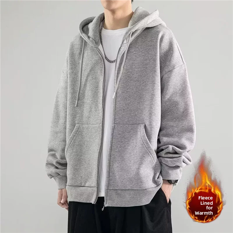 

Американский свободный повседневный спортивный свитер на молнии с капюшоном на подкладке, Thiened, мужской свитшот Jaet, осенне-зимнее тяжелое пальто