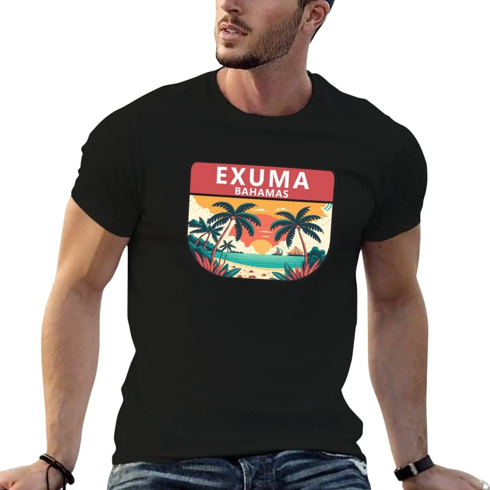 

shirts Emblem t Retro cotton cotton T-Shirt anime Exuma man funny for shirts Bahamas shirts oversize t t