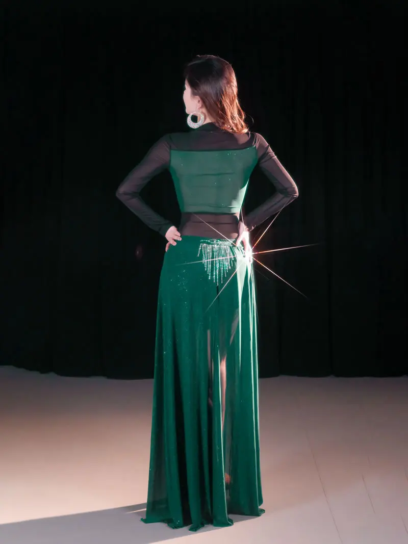 مجموعة أزياء الرقص الشرقي الأنيقة - زي أداء شبكي مصنوع يدويًا مع تصميم أصلي للراقصات المحترفين #5