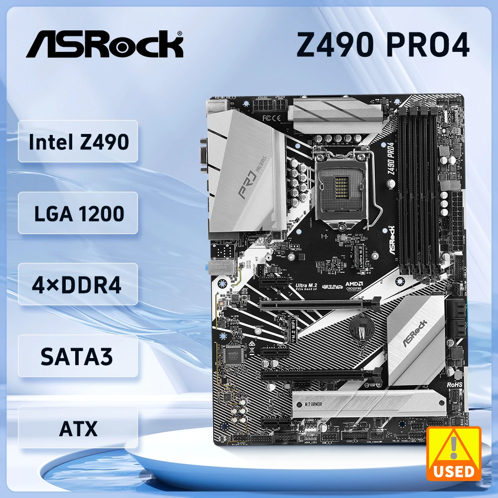 

Asrock Z490 PRO4 Motherboard Intel Z490 LGA 1200 support i9-10900F i5-10400F i3-10105 i7-10700T i3-10100 cpu 4×DDR4 128GB ATX