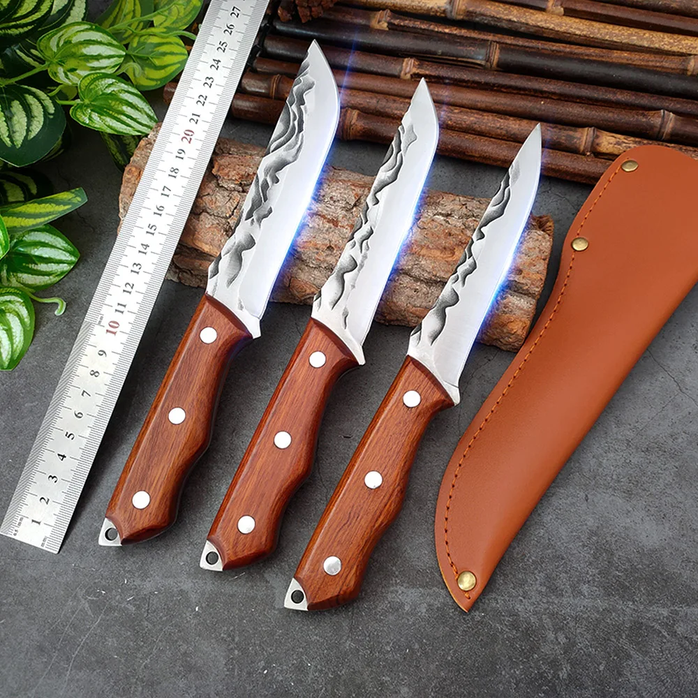 Forged Butcher Kitchen Chef Knife Set Boning Knife Pig Beef Cutting Meat Serbian Chef Knife Fish Filleting Fruit Paring Knife