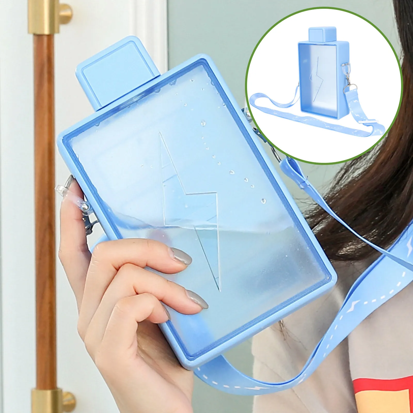 

Durable Gym Water Bottle Flat Design Drop-Proof Portable for Outdoor Travel Fitness Workout Reusable Sipping Bottle