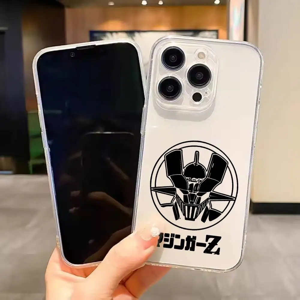 Funda Transparente para iPhone 17 16 15 14 13 12 11 Mini Pro Max Plus con Diseño de Mazinger Z Anime y Manga