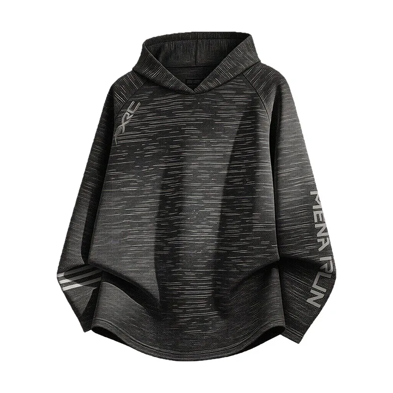 Men's Quick-Drying Long-Sleeve T-Shirt Breathable Loose-Fitting Silk Sports Running Workout Fitness