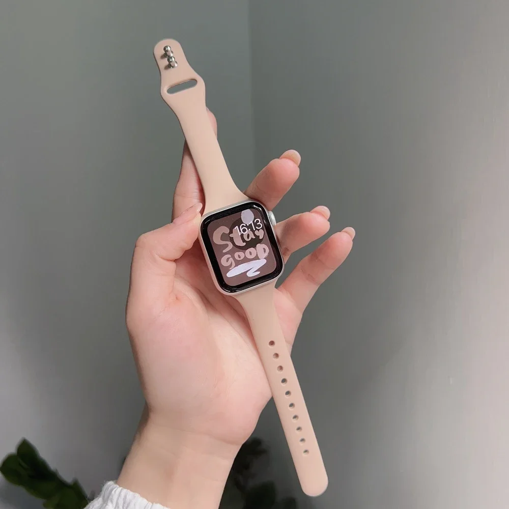 

Fashion Silicone Strap slim For Apple Watch band for iwatch women 10/9/8/7/6/5/4/3/2/ SE 38mm 40mm 41mm 42mm 44mm 45mm 46mm 49mm