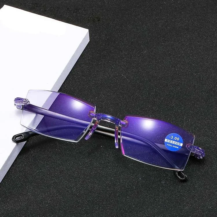 

Men Women Rimless Myopia Glasses Anti Blue Light Eyewear Presbyopic Glasses Diopter -1.0 -1.5 -2.0 -2.5 -3.0 -4.0 Office