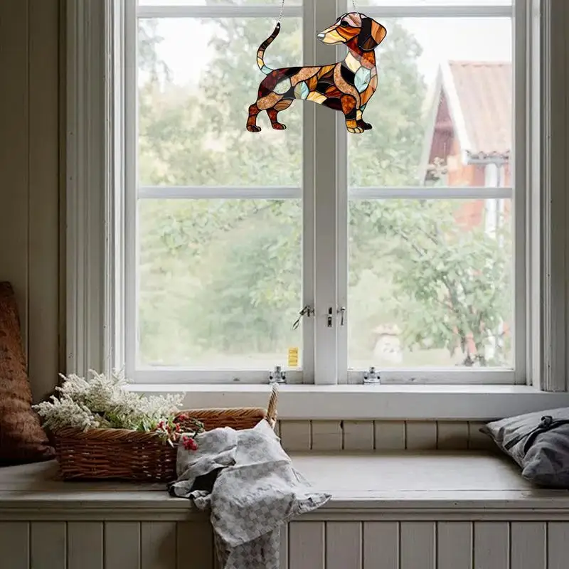 Raam Opknoping Grappig Raam Decor Grappig Glas-In-Loodraam Decor Mooie Unieke Teckel Suncatcher Teckel Cadeaus