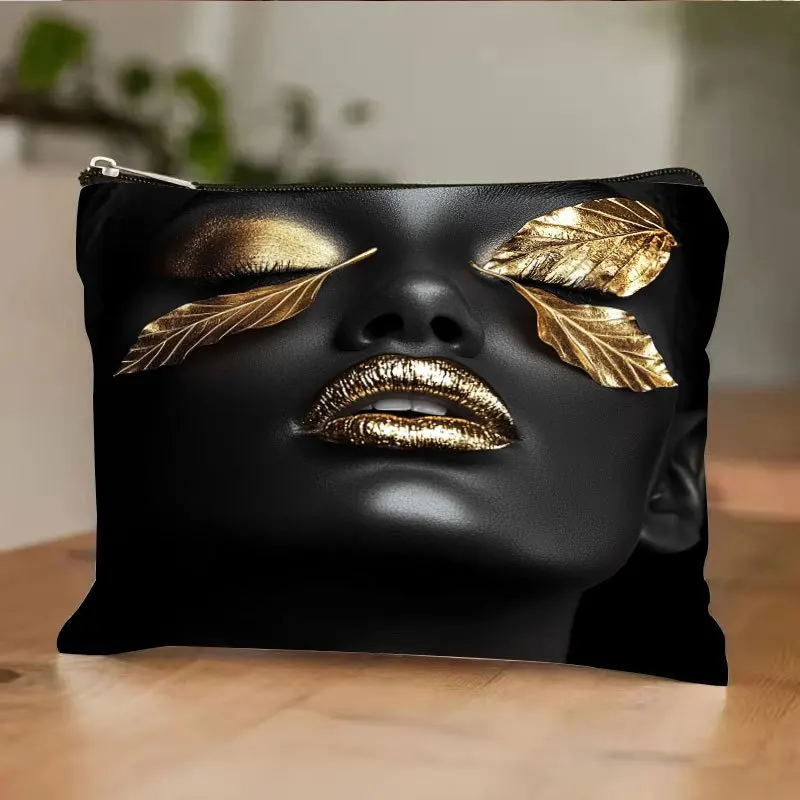 1 Piece Women's Artistic Makeup Bag - Multifunctional Zipper Pouch for Ladies, Perfect Travel Zipper Storage Bag, Fun Birthday Gift
