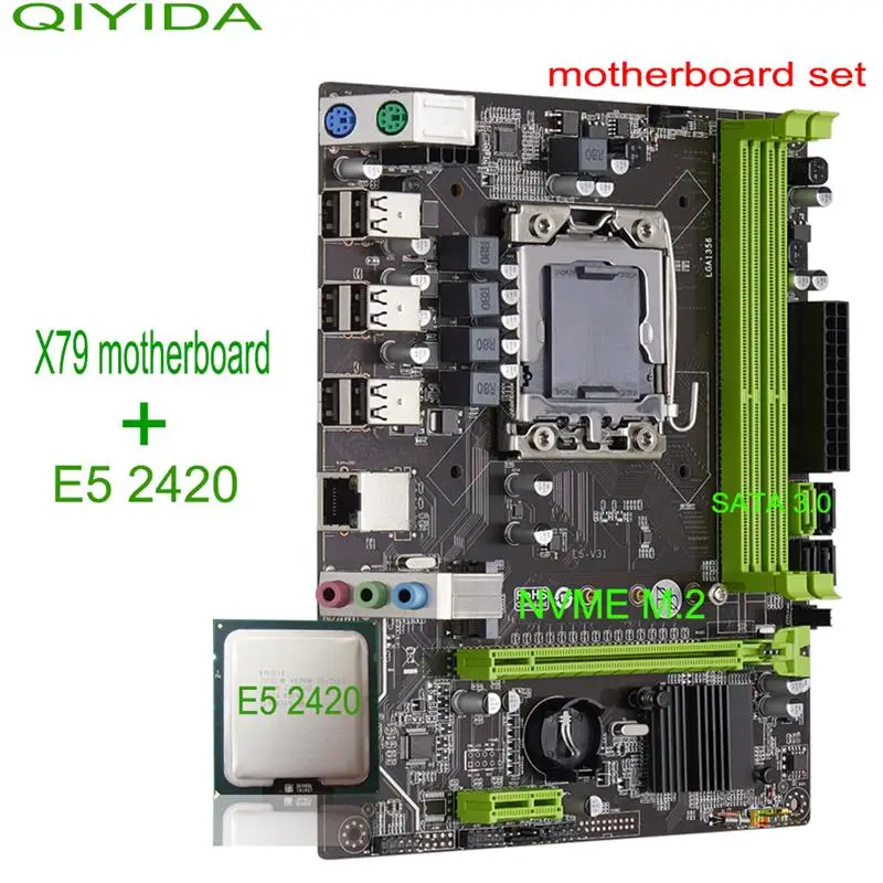 Go! Qiyida X79 Motherboard Set With Xeon LGA 1356 E5 2420 Cpu Nvme m.2 Sata 3.0