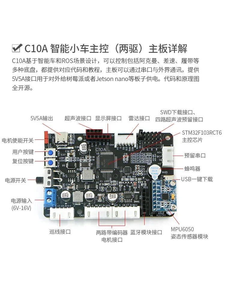 

STM32F407 Robot Control Board ROS Intelligent Car Main Control 4WD Radar Obstacle Avoidance and Drive Control Integrated C30D