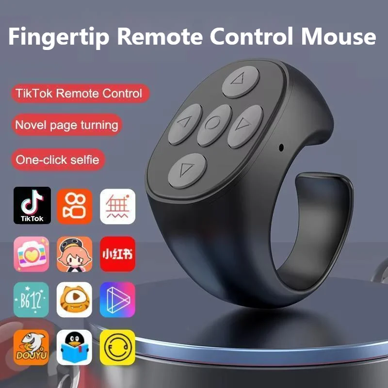 Smart Fingertip Ring Remote Control Mouse Wireless Bluetooth Mobile Selfie Mice Selfie Video Automatic Page Turner Browsing