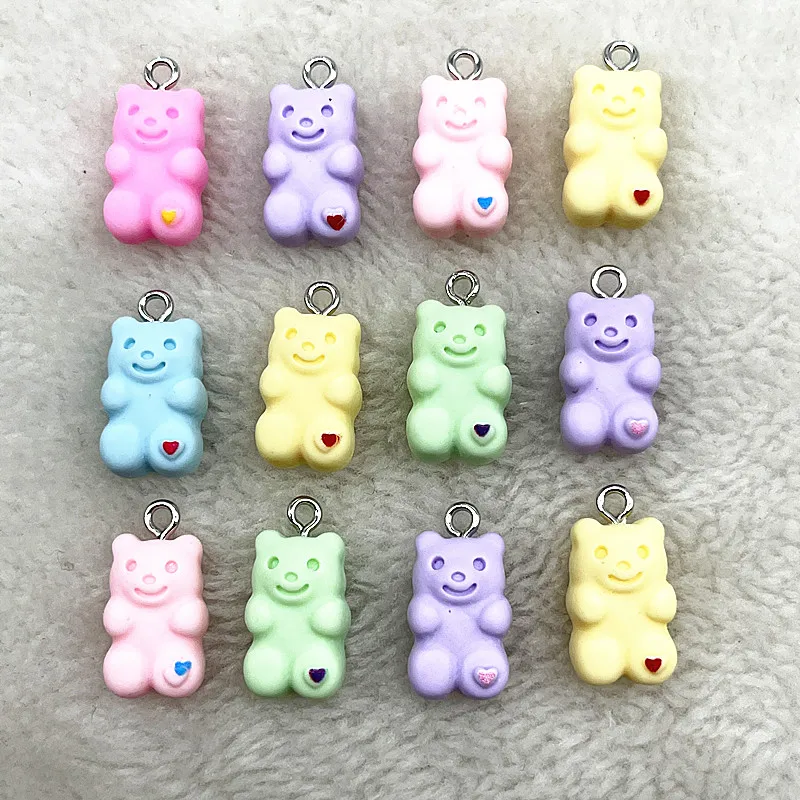 NEW 10Pcs Love Heart  Bear Pendant Charms for Necklace Bracelet Earrings Jewelry Making Diy Christmas Making