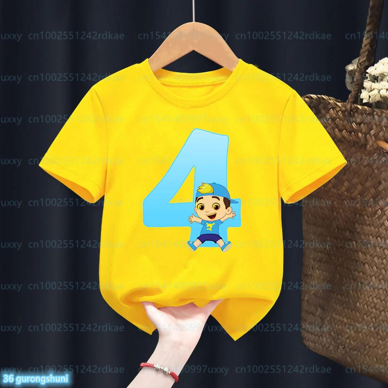 New Boys' t-shirt Cartoon Luccas Neto Birthday number Print 1-9 Years Old for Children's Birthday Costume tshirt Cute baby shirt