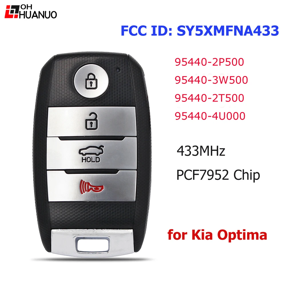 FCC ID :SY5XMFNA433 P/N 95440-2P500 95440-3W500 4U000 2T500 Smart Remote Key Fob 433Mhz PCF7952 Chip for Kia Optima RHYBRID