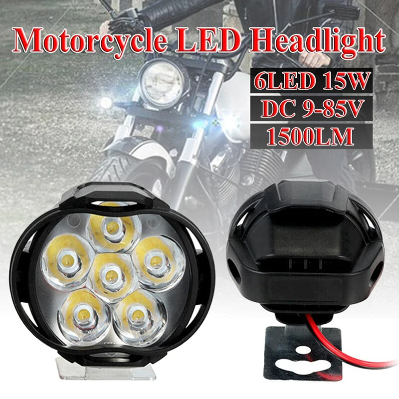 

DC 9-85V Motorcycle LED Headlight High Bright Lamp For Motorbike External Front Focus Spotlights 6 LEDs Fog Light