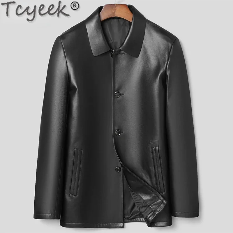 

New Tcyeek Genuine Leather Jacket Men Clothing Spring Autumn Sheepskin Short Coats Business Thin Coat Man Casual Jaqueta Couro