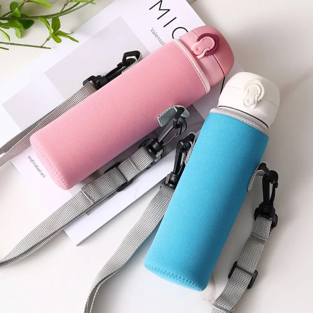 Water Bottle Cover Bag Pouch With Strap Neoprene Water Pouch Holder Shoulder Strap Black Bottle Carrier Insulat Bag
