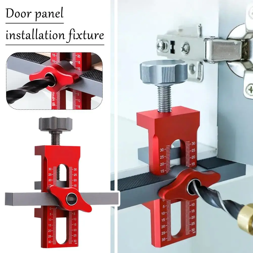 Adjustable Cabinet Door Mounting Jig Quick Positioning Hole Opening Tool Aluminum Alloy For Woodworking Installing Cabinets E7q7