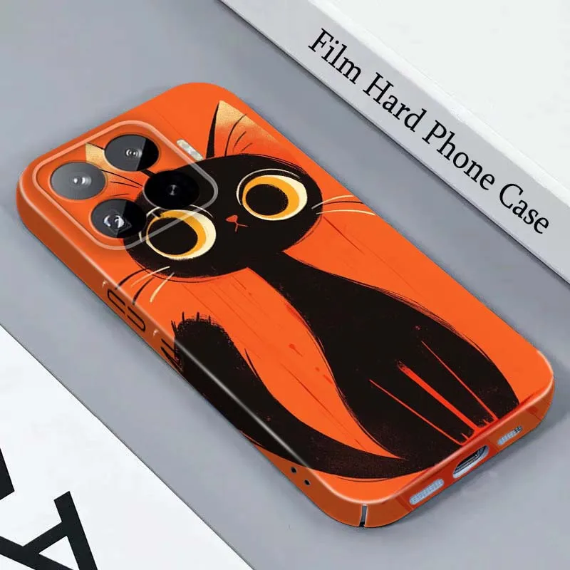 Capa Dura para Celular com Desenho de Gato Preto e Laranja para Honor Play Magic 8 7 6 X9d X9c X9 X8b X8A X8 500 200 X50 X60 Lite GT Pro