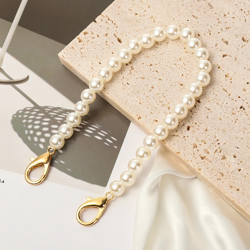 8mm Pearl Strap for Bag Handbag Handles DIY purse Replacement Long Beaded Chain for Shoulder Bag Straps Pearl Belt Bag Accessory