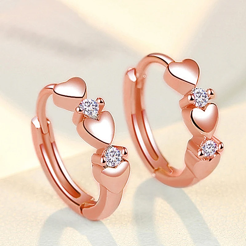 Huitan Dainty Heart Hoop Earrings for Women Little Circle Low-key Exquisite Female Ear Piercing Accessories Gift Teens Jewelry