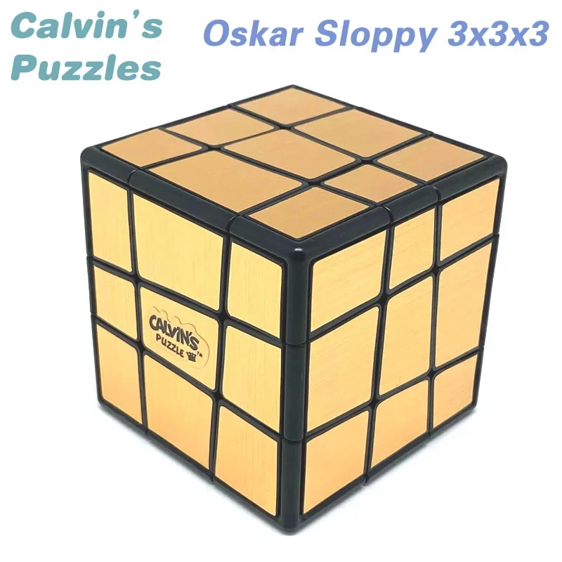 Calvin's Puzzles Oskar Sloppy 3x3x3 Magic Cube Black Body Gold White Stickers Speed Twisty Puzzle Brain Teasers Educational Toys