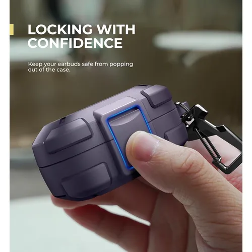 Imagen 2 del producto Funda Dexnor para auriculares Bose QuietComfort con cerradura a prueba de caídas, parachoques resistente a prueba de golpes con mosquetón, llavero y kit de limpieza