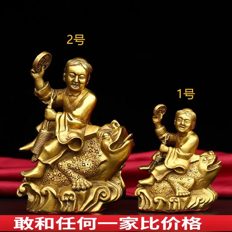 Brass Golden Toad with Bangs for Living Room Home Decoration Bronze three-legged golden toad statue with bangs, office craft gif