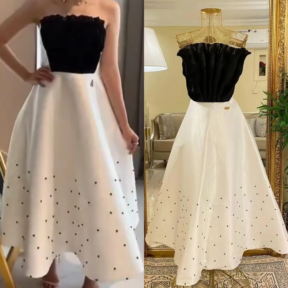 

High Quality Sexy Strapless A-line Beading Satin Formal Occasion Gown luxury evening dresses for women 2023