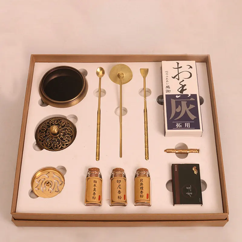 

Pure Copper Xiangdao Gift Box Set Furnace Air Incense Burner Incense Home Use Natural Sandalwood Powder Sealing Appliances