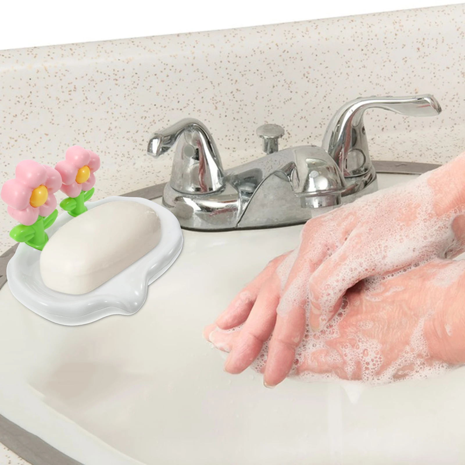 

Decorative Flower Dish Holder Bathroom Kitchen Water-Draining Tray Bar Container Multi-Function Tray Sturdy Non-Metal