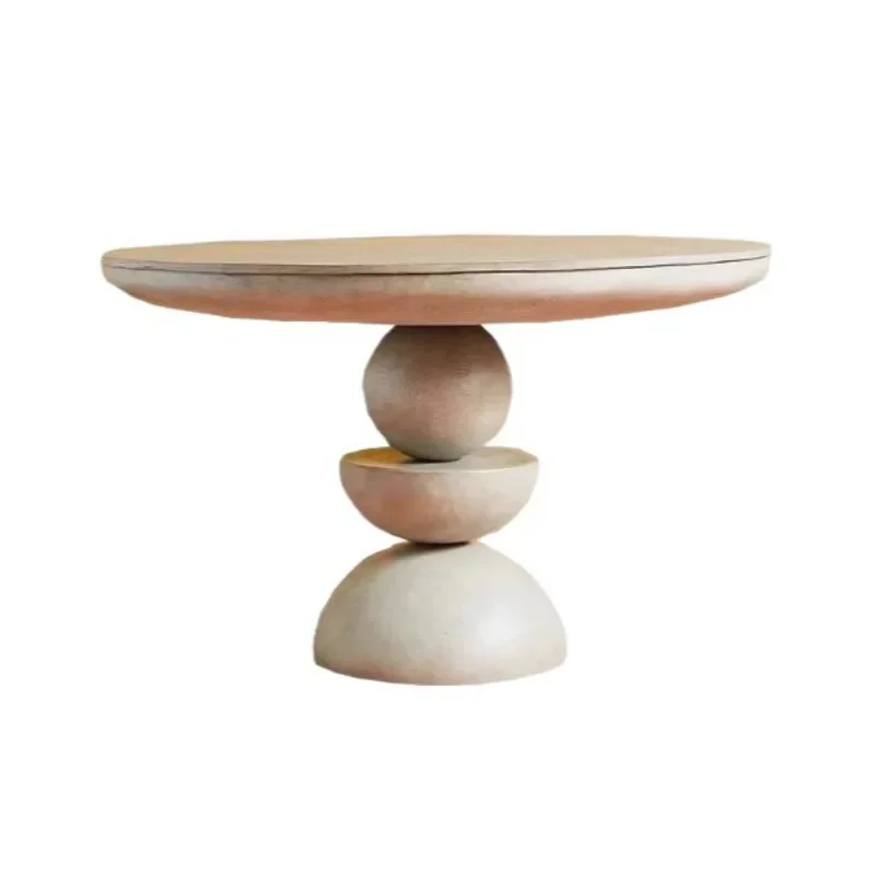 

Vintage round dining table desk light luxury modern coffee table home dining table