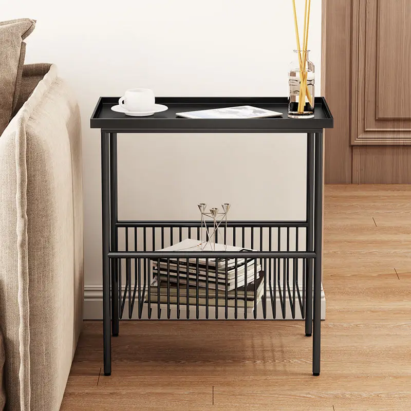 Modern Sofa Side Table Wrought Iron Corner Table Nordic Bedside Storage Small Table Coffee Table Rack Shelf Living Room Furnitur