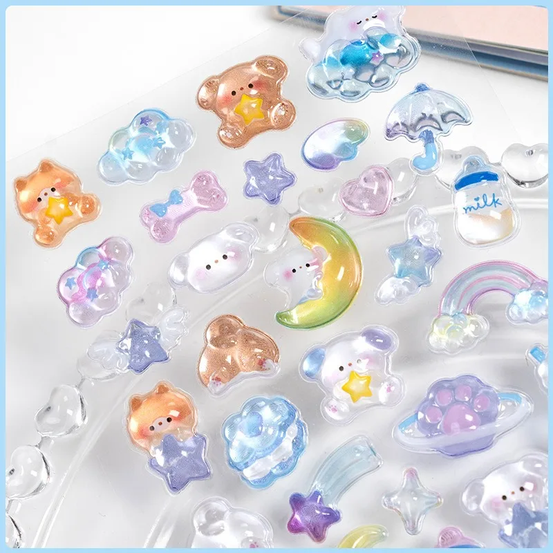 300 قطعة Kawaii الكرتون ثلاثية الأبعاد الإغاثة ملصق لطيف كريستال هلام التصحيح ل جراب هاتف المحمول مرآة سجل القصاصات مجلة الحيوان ديكو