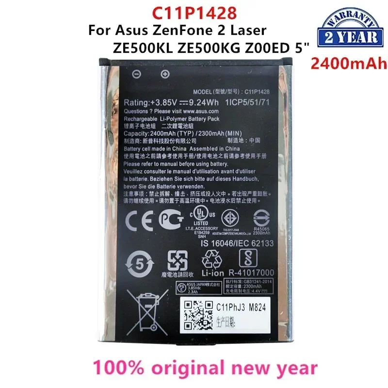 100% Orginal C11P1428 2400mAh  For  Asus ZenFone 2 Laser ZE500KL ZE500KG Z00ED 5