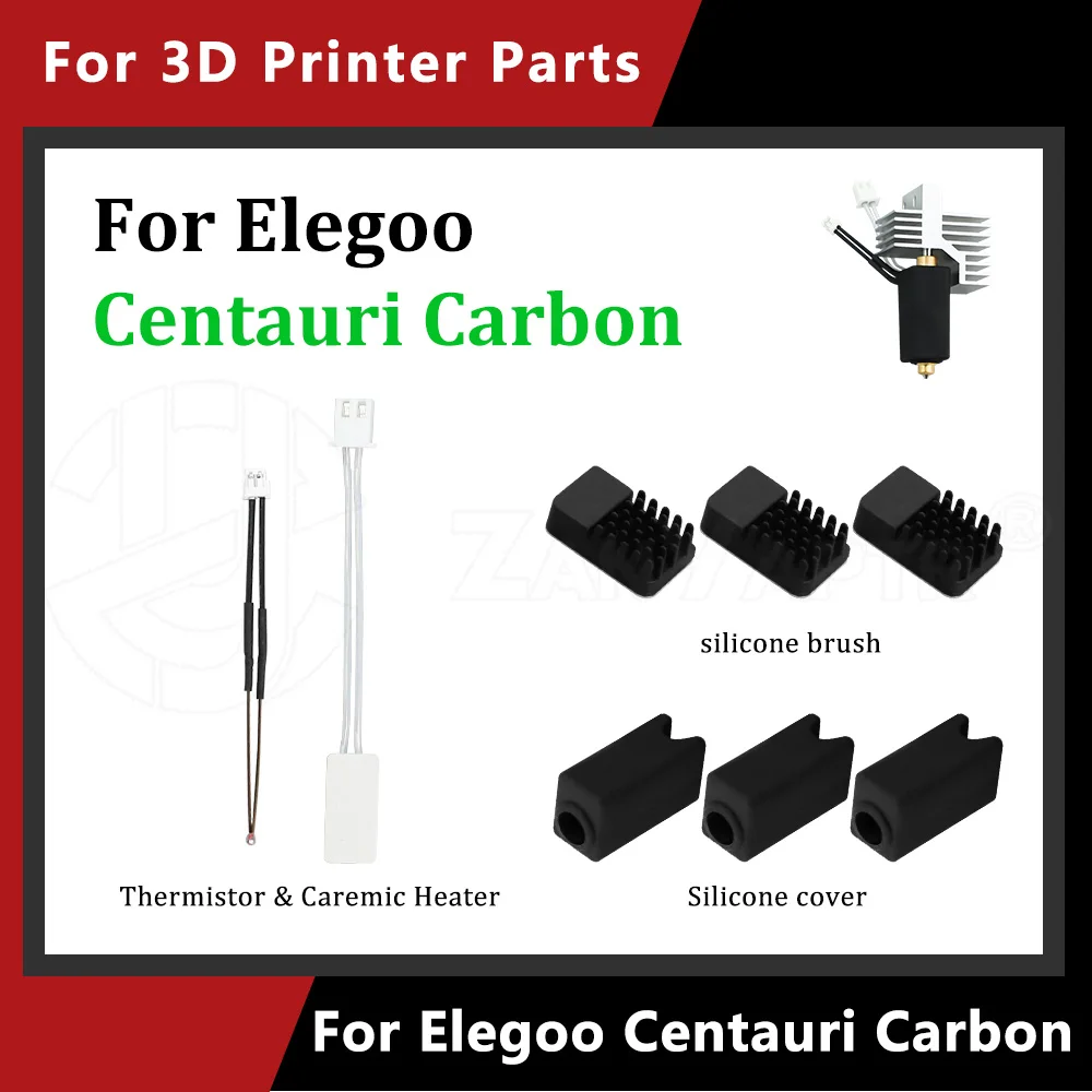 

Replacement Hotend Parts Combo For Elegoo Centauri Carbon Thermistor Heater Sheet Silicone Cover Silicone Brush