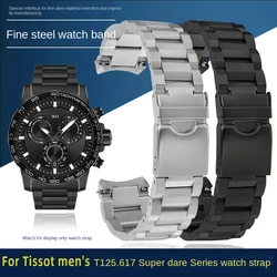 For 1853 TissoT T125 stainless steel strap T125617A Quick release Watch chain Men's Black Knight metal Watchband bracelet 22MM