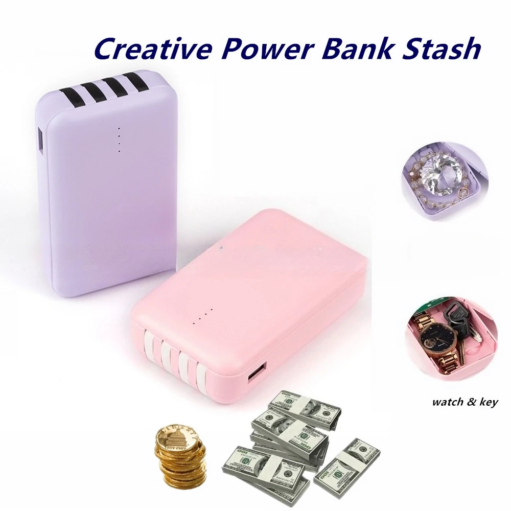 Power Bank with Cable Hidden in Private Room Money Storage Box Disguised As Portable Charger USB Charging Head Item Storage Box