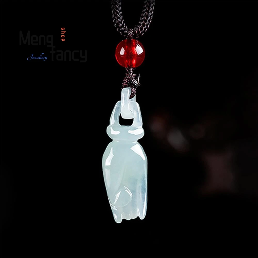 

High-grade Natural Myanmar A-goods Jadeite Palm Guanyin Hand Icy Jade Pendant Simple Fashion Fine Jewelry Mascots Holiday Gifts