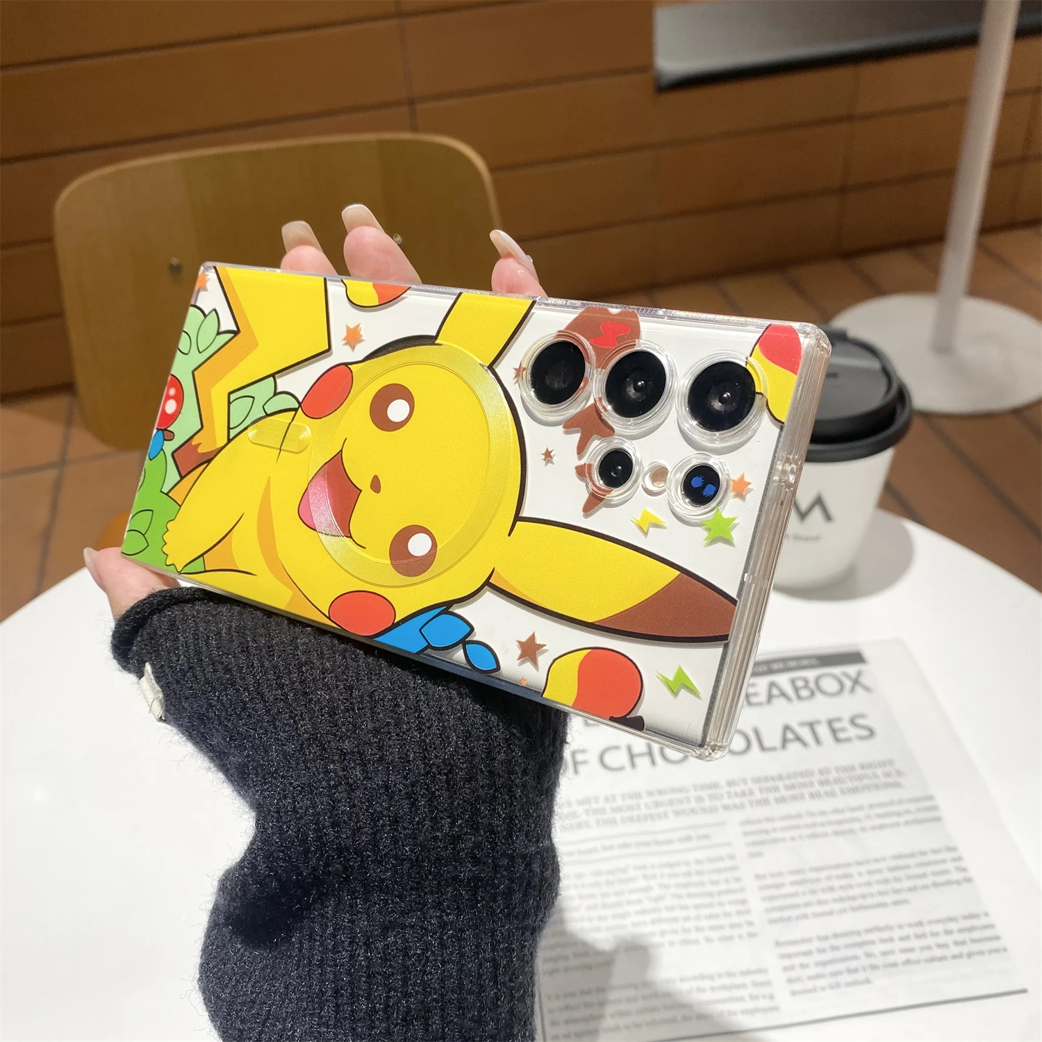 Funda magnética con dibujos animados de Pokémon Pikachu para Samsung Galaxy S25 edge S24 Ultra S23 S22 Plus A35 A36 A55 A56