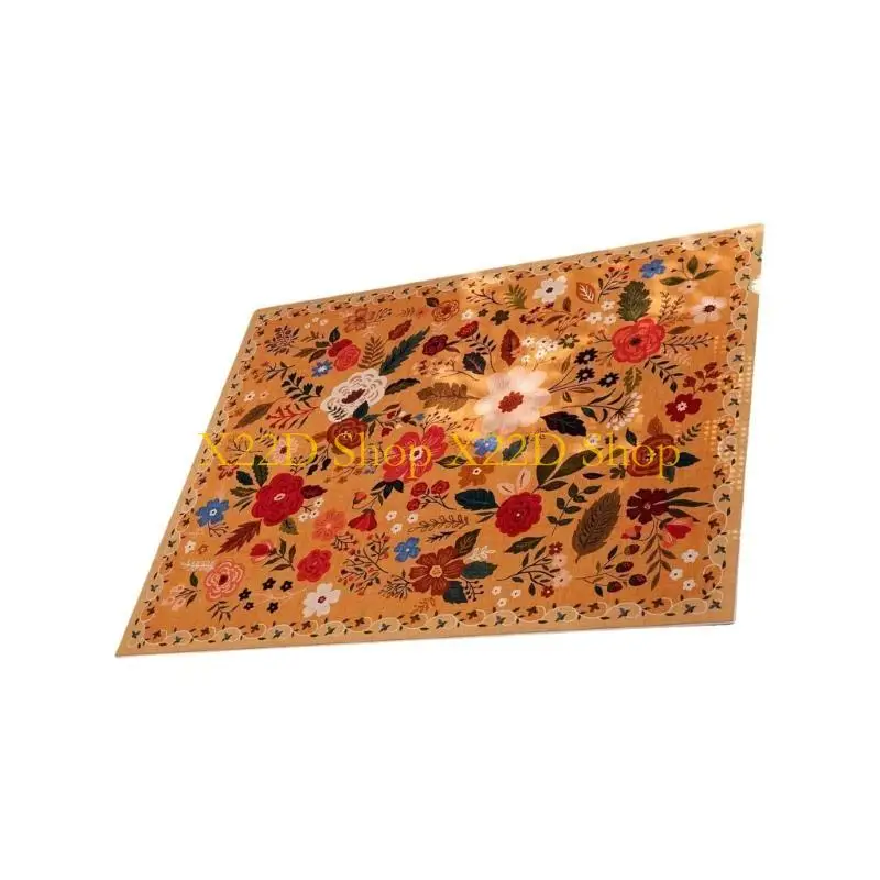 X22D Washable Floral Area Rug 60x90cm Mat For Living Room NonSlip Floor Carpet